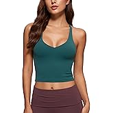 INGIA Womens V Neck Tank Tops Double Lined No Padded Spaghetti Criss Cross Strap Statement Strappy Back Casual Crop Top
