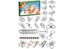 RIYA Brain Teaser Puzzle Advent Calendar 2024 - Christmas Gifts for Kids - Brain Teaser Countdown to Christmas for Teens Boys - Calendar Decoration Gift Box with 24 Pcs Metal Wire Puzzle for Adults Girls
