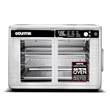 Gourmia French Door Air Fryer Oven - 37 Qt Large Capacity Convection Toaster Oven, FryForce 360°, Digital Display, 12 Cooking Presets, Dehydrate, Fits 13” Pizza, Dishwasher-Safe, Stainless Steel