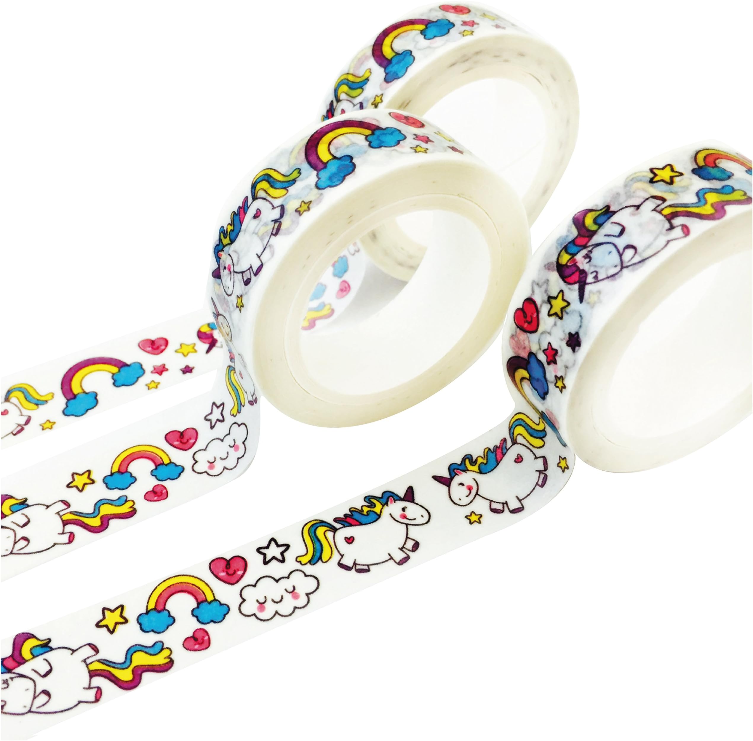 Unicorn Washi Tape (Pack of 3) - Decorative Paper Craft Tape, Scrapbooking & Planner Tape - Each Roll is 15mm x 10m
