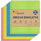 MoLKENE Swedish Dishcloths for Kitchen, 10 Pack Cellulose Sponge Cloths | Reusable Paper Towels Washable, Absorbent Quick-Drying Cleaning Cloths Dish Rags, Non-Scratch, 7.7&rdquo; x 6.9&rdquo;, Mixed Colors