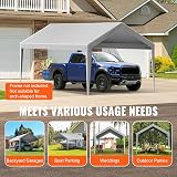 VEVOR 10x20 ft Carport Replacement Canopy Cover Heavy-Duty Waterproof Grey view 7