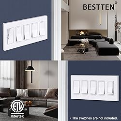 BESTTEN 5-Gang Screwless Wall Plate, Decorator