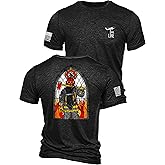 Nine Line Support Firefighters Patriotic T-Shirt, Stained Glass Fire Rescue, First Responder Fireman Shirt, American Flag