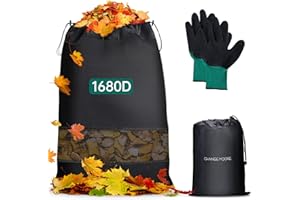 CHANGE MOORE 1680D Upgraded Lawn Tractor Leaf Bag, 97.2"x54.3" Thickened Lawn Mower Garden Leaf Grass Catcher Bags for 2 Bag Leaf Collection Mower Tractor with Storage Bag and Gloves
