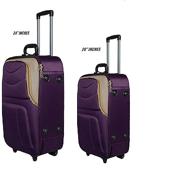 New Jersey Travellers {POLYESTER SOFTSIDED SUITCASE} Purple&Beige (24+20) Set of 2
