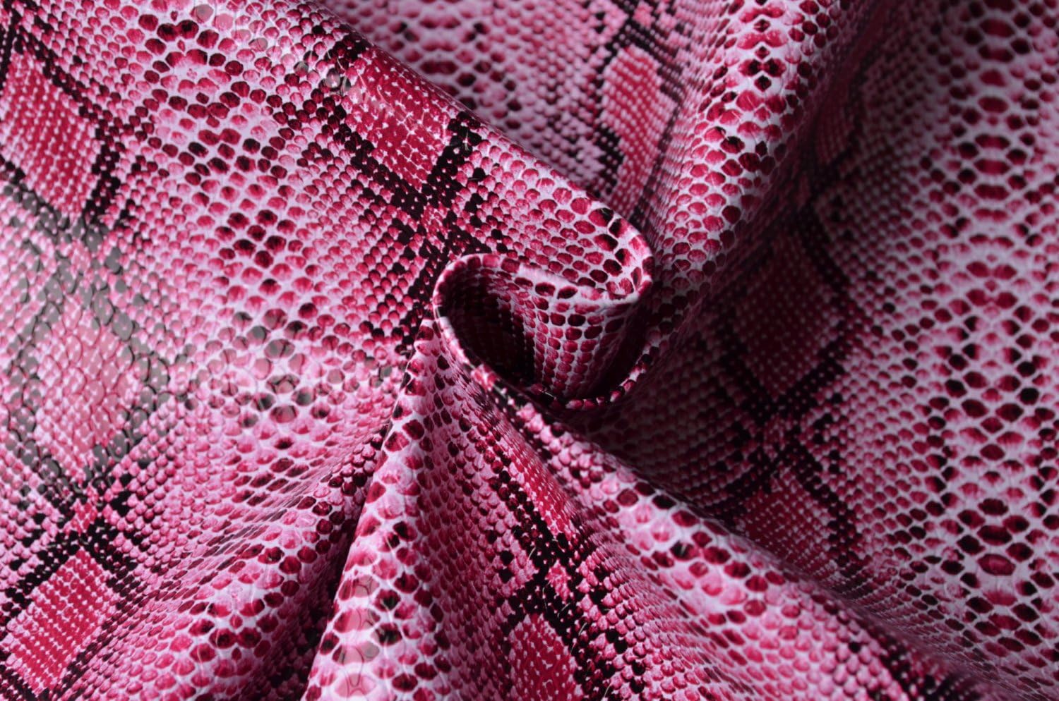 Half Yard Snake Skin Faux Leather Fabric for Home Decor Furniture Upholstery Application,Leather Upholstery Fabric,Bags Fabric,Purses Fabric,Pleather.54'' Wide,Sold by Half Yard (Soft Red)