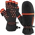 BASSDASH WinteFlex Insulated Ice Fishing Mittens Cold Weather Fingerless Gloves Water Resistant for Men Women Hunting