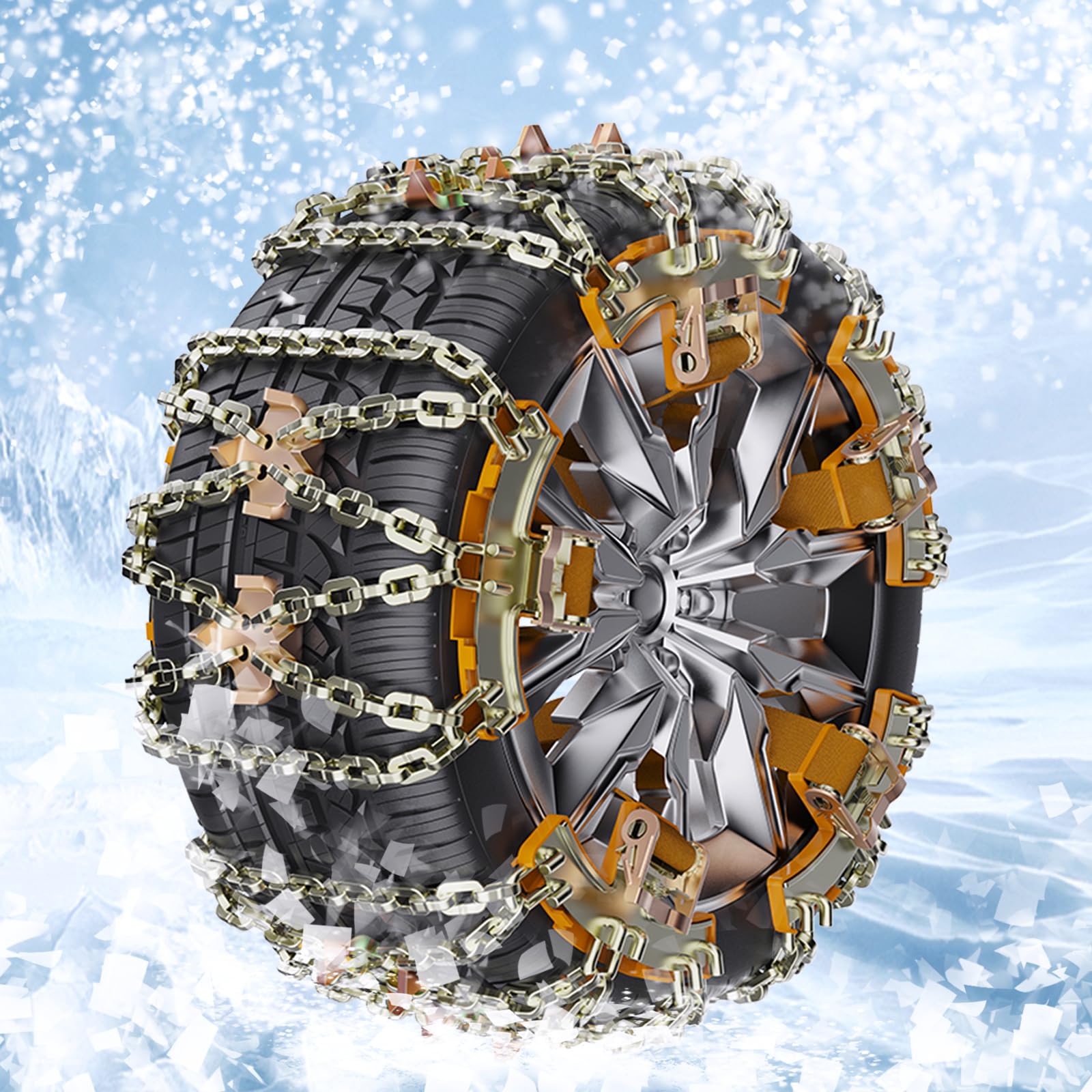 View 1 of 2025 Upgrading Tire Chains, Snow Chains, Anti-slip for Trucks Car SUV RV, Emergency Tire Chains, Tire Width 225-285 mm, Set of 6(No Damage To The Car After Breaking, To Avoid High Maintenance Costs)