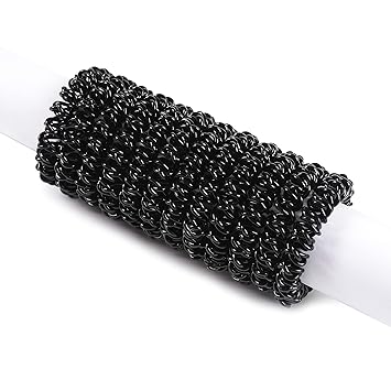 Aviva Black Spiral Hair Ties Plastic No Crease Elastic Ponytail