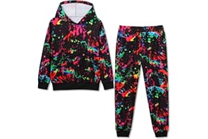Latnnut Boy 2 Pcs Clothes Cool 3D Printing Long Sleeve Hoodie & Sweatpants Outfit for 5-12 Years