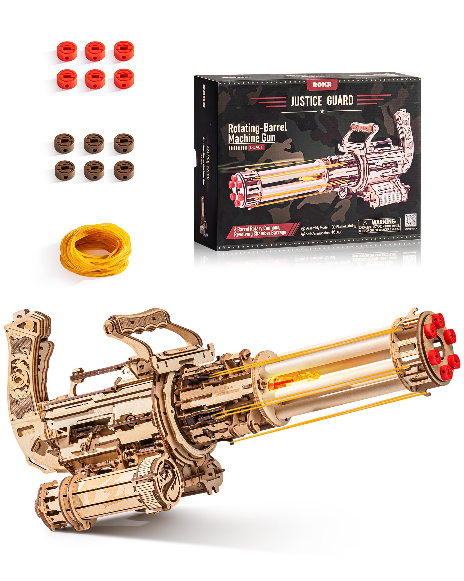 ROKR 3D Puzzle Model Kits to Build Mechanical Building Construction, 3D Wooden Model Kits for Adults Toys with Rubber Bands, Gifts for Teen and Adults, LQA01