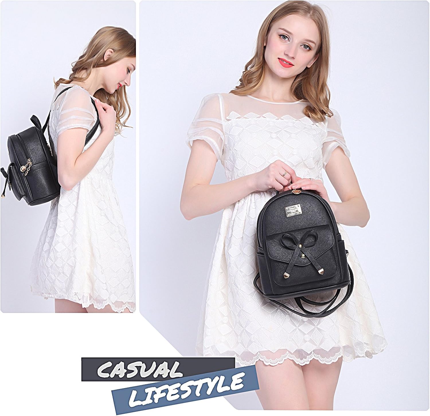 Cute Mini Leather Backpack Fashion Small Daypacks Purse for Girls and Women: Clothing