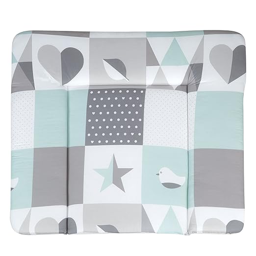 roba Wickelauflage 'Happy Patch mint', weiche Wickelunterlage 85x75 cm, Baby Wickeltischauflage PU beschichtet