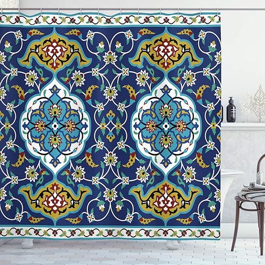 Amazon Com Ambesonne Moroccan Shower Curtain Oriental Motif With
