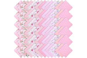 MUYOKA 126Pcs Pink Charm Packs for Quilting 5 inch, 100% Cotton Fabric Squares for Quilting, Precut Quilting Christmas Fabric for Sewing DIY Crafts Handmade Bags Clothing, Various Patterns (Pink 126Pcs)
