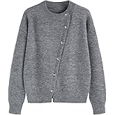 CIDER Womens Wool Blend Knit Cardigan Trendy Crew Neck Button Down Long Sleeve Cozy Fall Fashion Sweater Loose Fit Wool Top