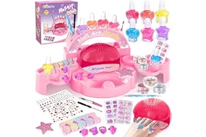 Shemira Nail Polish Set For Girls Ages 7-12 Years Old,Toys For Girls 5 6 7 8 9 10 11 12 Years Old, Nail Art Studio Kit With Pink Nail Dryer, Christmas Birthday Gifts for Girl