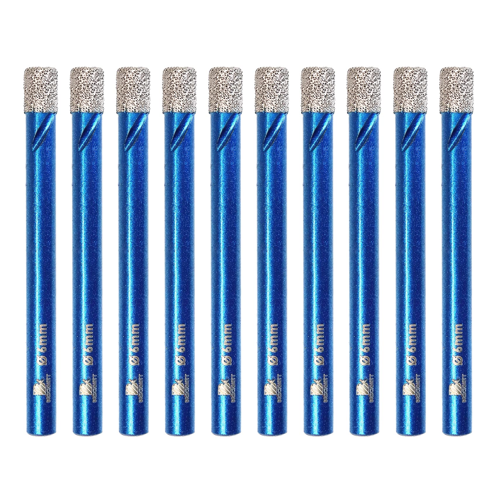 BRSCHNITT Diamond Dry Drill Bit Tile Drill Bit 6 mm - Pack of 10 Diamond Drill Bits - Hole Saw for Ceramic, Granite, Porcelain, Tiles, Porcelain Stoneware, Masonry, Marble, Masonry