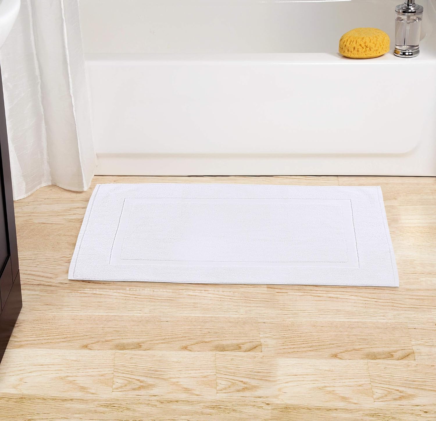Utopia Towels Cotton Banded Bath Mats, White, [Not a Bathroom Rug], 21 x 34 Inches, 100% Ring Spun Cotton - Highly Absorbent and Machine Washable Shower Bathroom Floor Mat (Pack of 2): Home & Kitchen