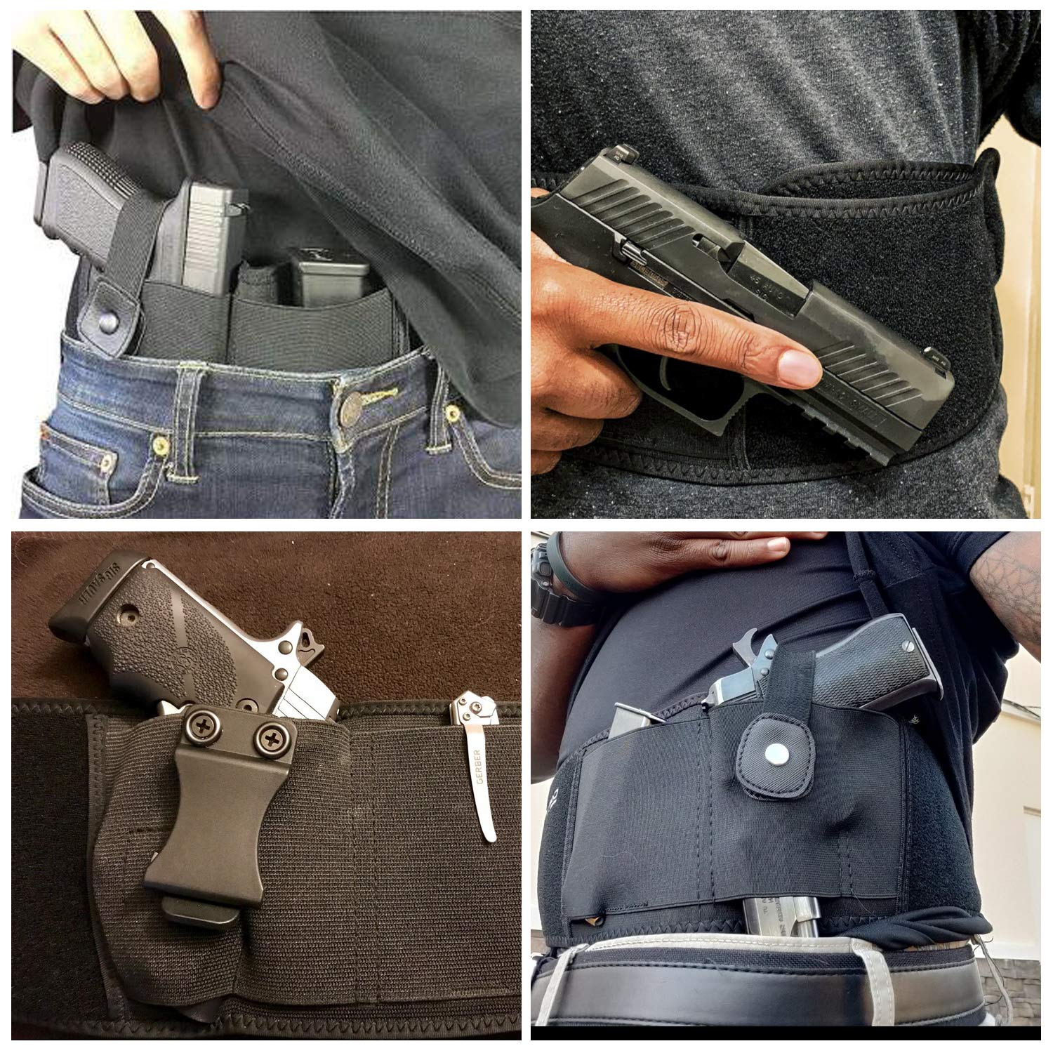 Black Jack Ultimate Belly Band Holster, Concealed Carry Fit for Glock, Ruger, CCW, S&W M&P, Shield Bodyguard Sig Sauer, OWB IWB Carry Holster for Women & Men (Black)