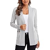Urban CoCo Women's Lightweight Open Front Knit Cardigan Sweater Long Sleeve with Pocket