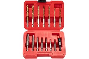 UYECOVE 15 Pieces Screw Extractor Set 6542/4341 HSS Cobalt Left Hand Drill Bit Broken Screw Extractor Kit with 1/4'' Adaptor, Stripped Screw Extractor Set Ez Out Removing Screws Bolts Nuts