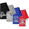 VitalCozy 4 Pcs Funny Bowling Towel Embroidered Bowling Towel with 4 Grommets Sport Accessories for Men Women Gift