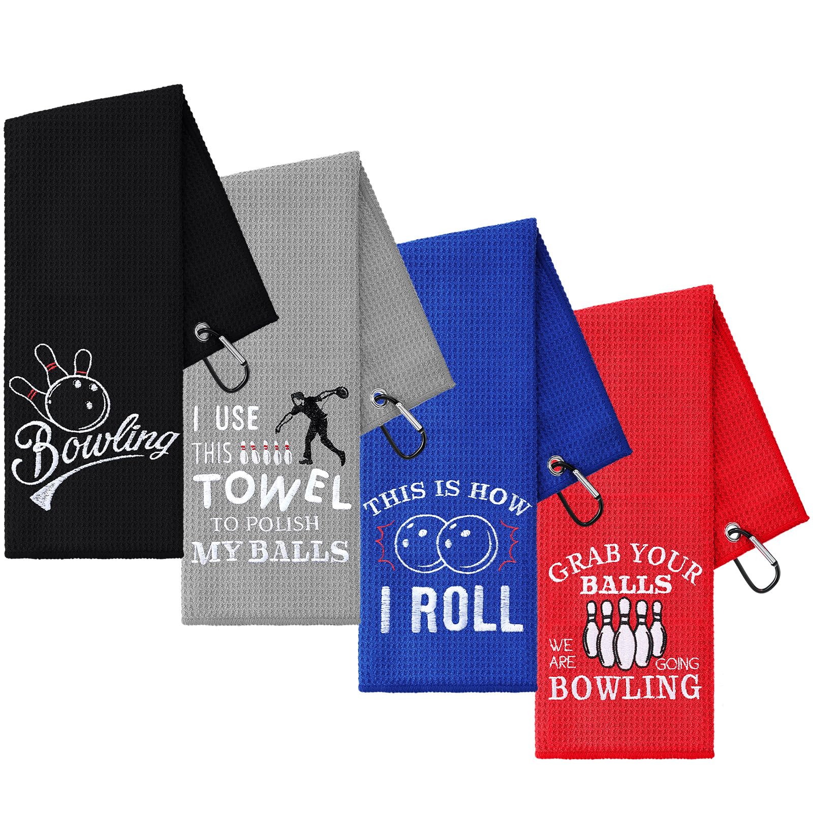 VitalCozy 4 Pcs Bowling Towel Funny Bowling Towel