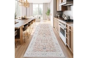 jinchan Area Rug 3x8 Washable Rug Runner Door Mat Vintage Doormat Indoor Entrance Blush Pink Floral Print Distressed Carpet Non Slip Boho Farmhouse Kitchen Living Room Bedroom Dining Room