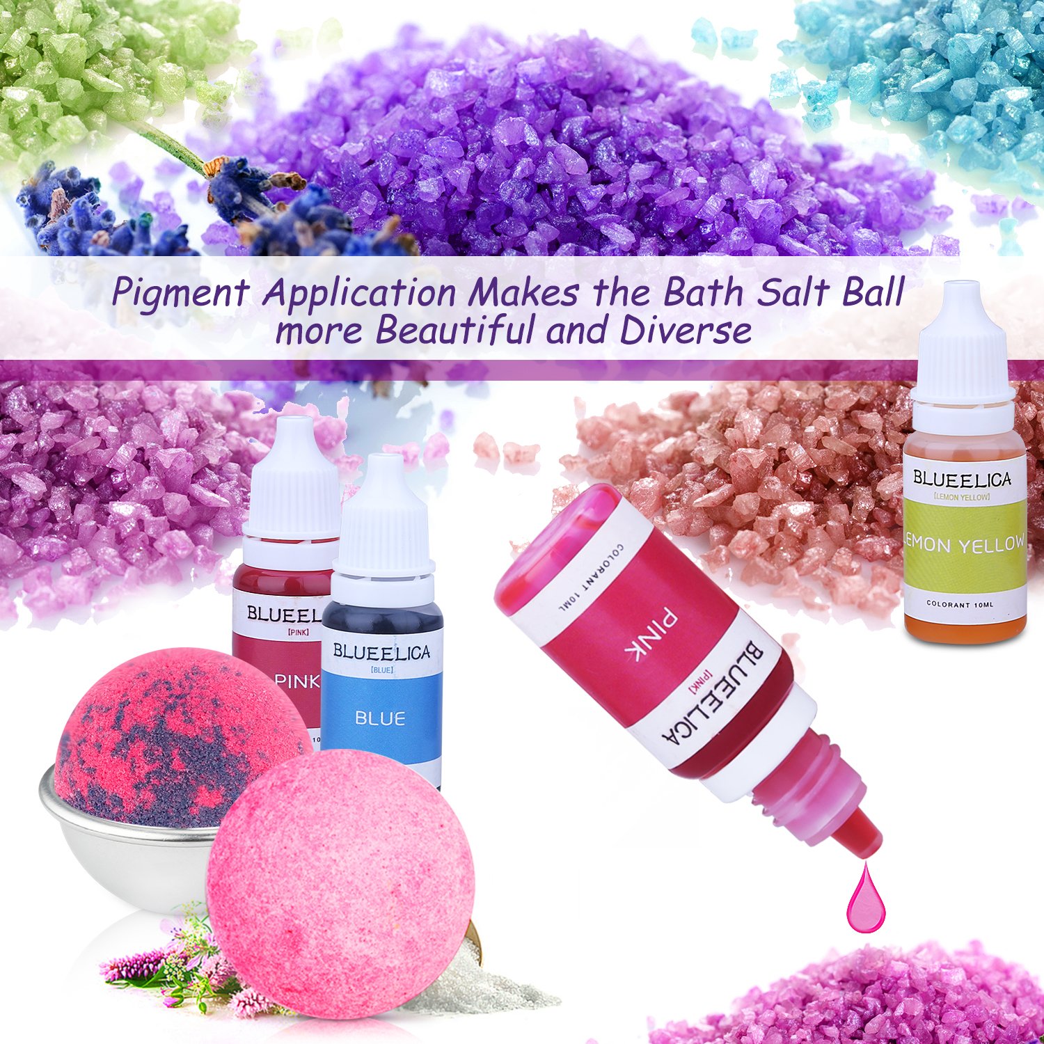 Bath Bomb Making Supplies Kit with 10 Colors Liquid Soap Dye,10 PCS 5 Set Metal Bath Bomb Molds,50PCS Shrink Wrap Bags,Spoons for DIY Handmade Soaps and Crafting Your Own Fizzies