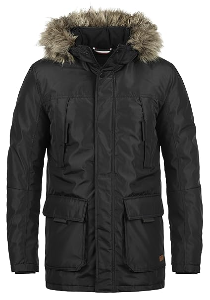 PRODUKT Parkin Herren Jacke Parka Mantel Lange warme Übergangsjacke gefüttert mit Fellkapuze