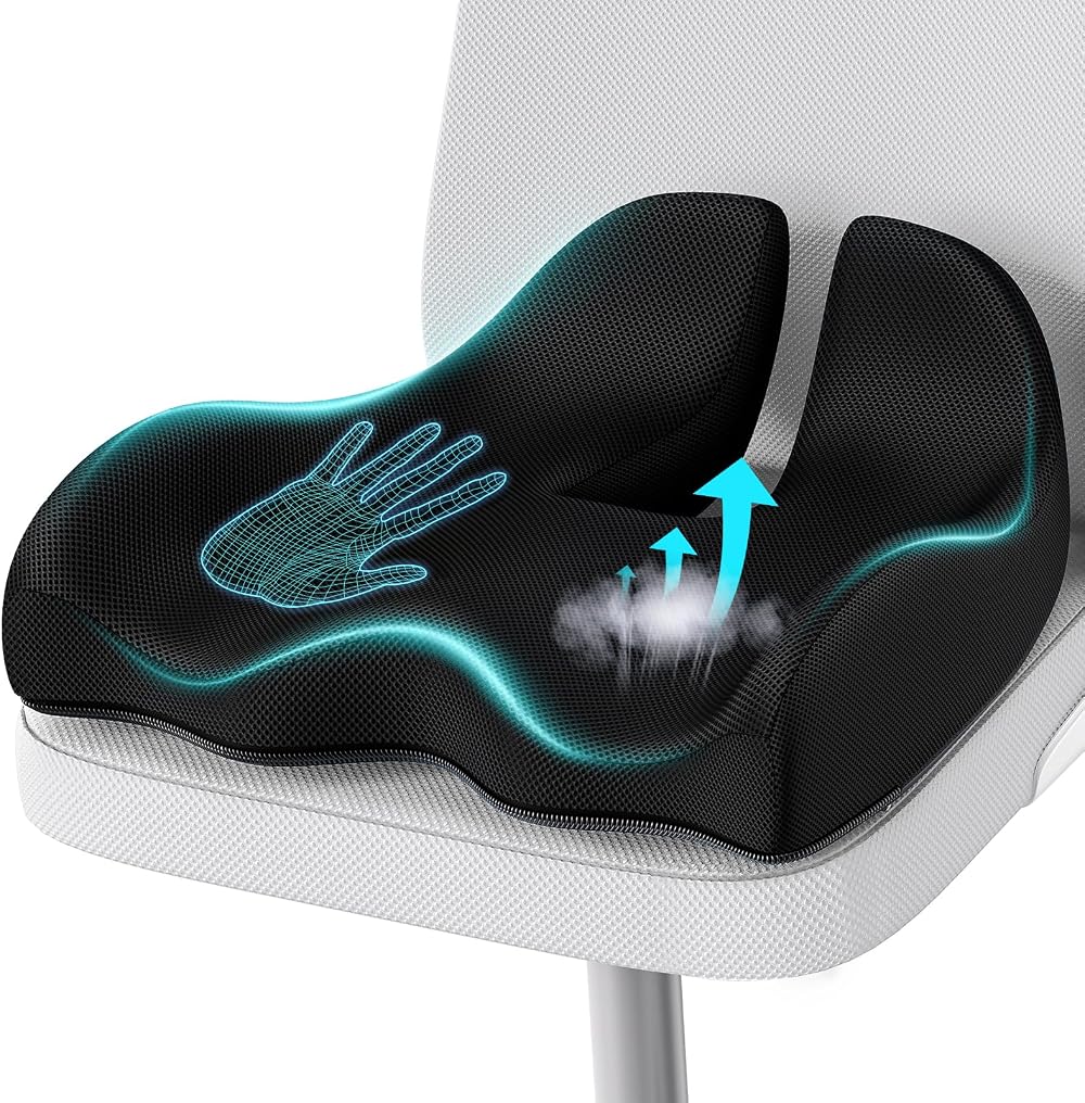 A-Pce Large Memory Seat Cushion for Office Chair Black