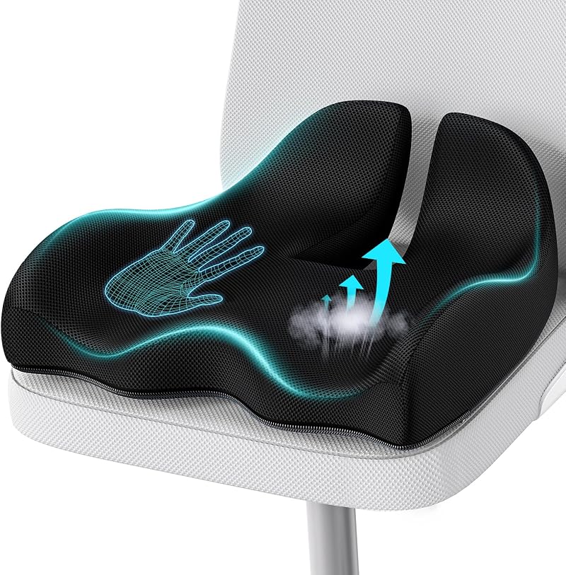 A-Pce Large Memory Seat Cushion for Office Chair Black