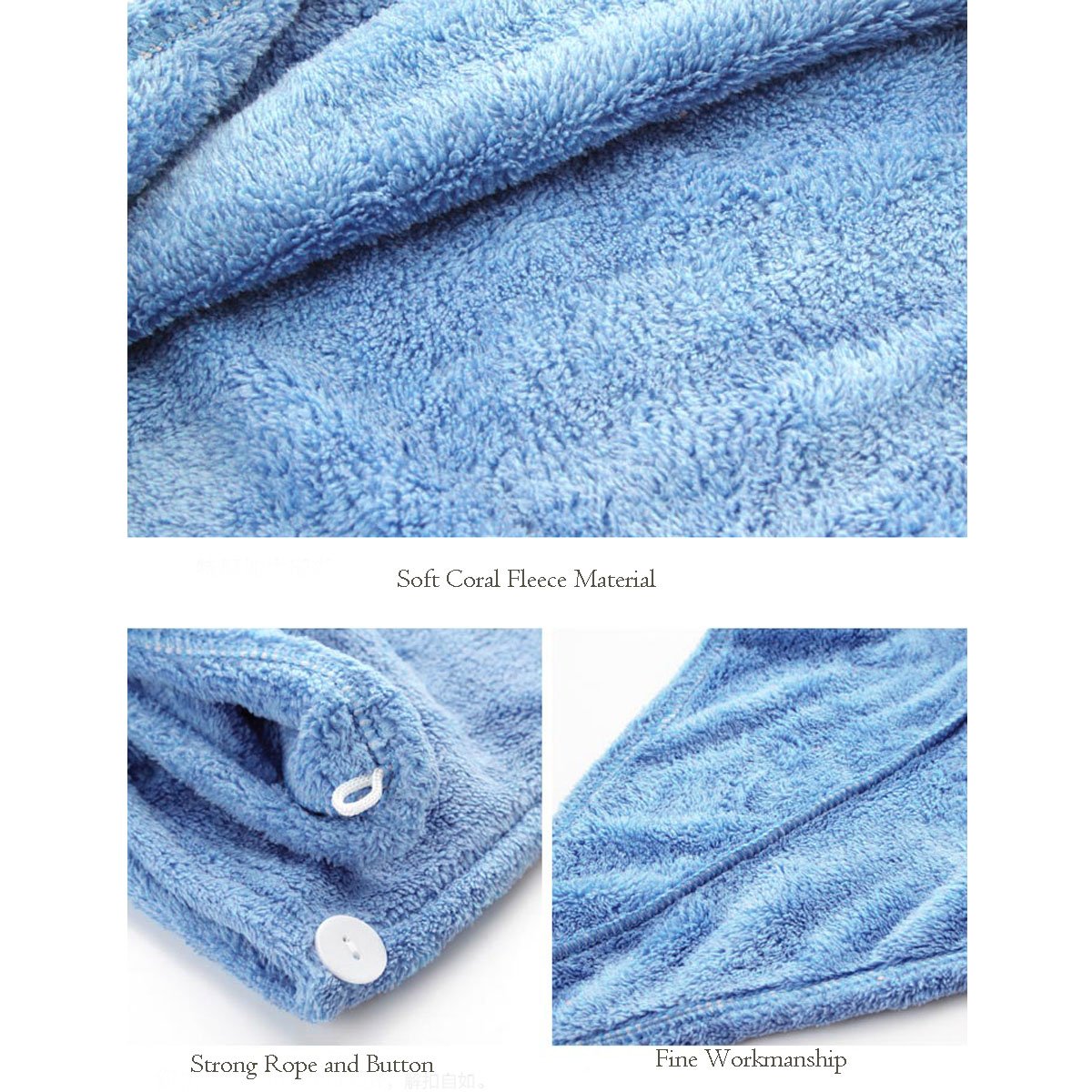 Topkey Microfiber Hair Turban Towel Wrap Super Absorbent Hair