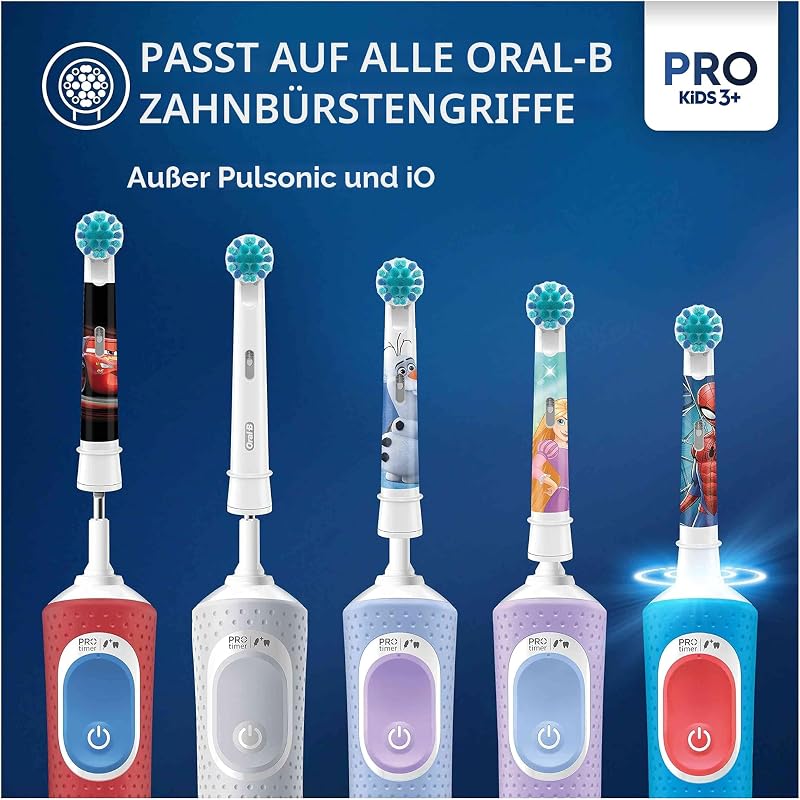 Kids 3+ elektrische Zahnbürstenköpfe Disney Die Eiskönigin, Packung mit 4 Ersatzbürsten, sanft für Kinder, mit weichen Borsten