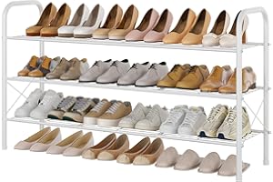 Hoctieon 3 Tier Durable Mesh Style Shoe Rack, Entryway Shoe Shelf, Shoe Rack FreeStanding, Shoe Storage Organizer, Shoe Rack for Closet, Space Save For bathroom, Hallway, Bedroom, Living Room, White
