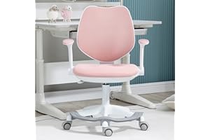 Villeston Cute Kids Desk Chair - Computer Study Reading Office Swivel Chairs for Boys Girls Teens with Adjustable Armrests and Footrest Pink