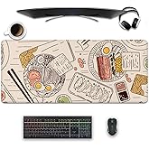 Japanese Ramen Sushi Food Desktop Mouse Pad Desk Pad,Mouse Mat for Desk Mat with Keyboard and Mouse,Gaming Mouse Pads Mousepad for Office Home Work(27.5X11.8 in)