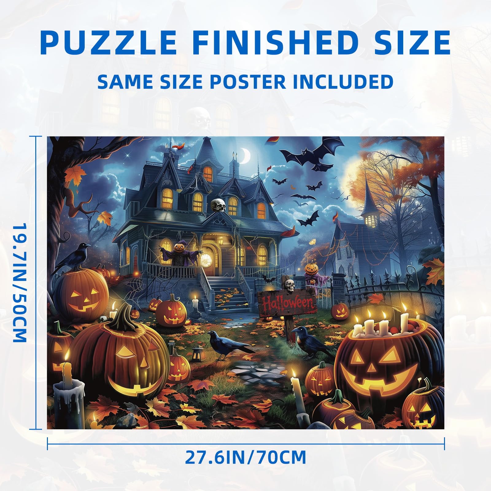 Nattork Jigsaw Puzzle 1000 Pieces for Adults, Halloween Haunted House,Challenging Adult Puzzles for Halloween Decor & Gift