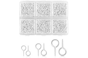 NOTOKE 400pcs Small Screw Eye Pins for Jewelry Making & DIY Crafts, Mini Eyelet Screws for Art Projects & Bead Charms, Tiny Eye Hooks Screw Eyes for Crafts DIY Jewelry Making Silver, 3 Sizes