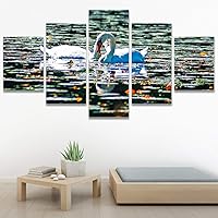 SIGNWIN 5 Panel Canvas Wall Art Swan Lake for Home Decorations Ready to Hang - 60
