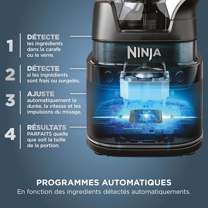 Detect Power Blender Pro & Single Serve 2-en-1, mixeur 1200W avec récipient 2L, 1 gobelets individuel, mixeur pour smoothies et boissons glacées, hachage de légumes, Noir & Cuivre, TB301EUCP