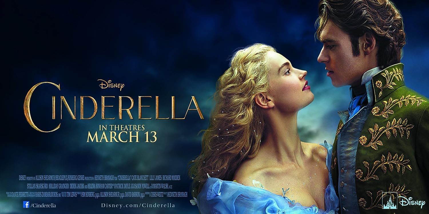 WMG Cinderella Movie Poster (2015) 12 x 24 Inches, Lily James, Richard Madden