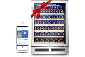 BODEGA 24 Inch Wine Cooler,46 Bottles Wine Refrigerator with WIFI APP Control Fits Champagne Bottles Keep Consistent Temperature Low noise Built in or Freestanding Wine Fridge for Home Office Bar