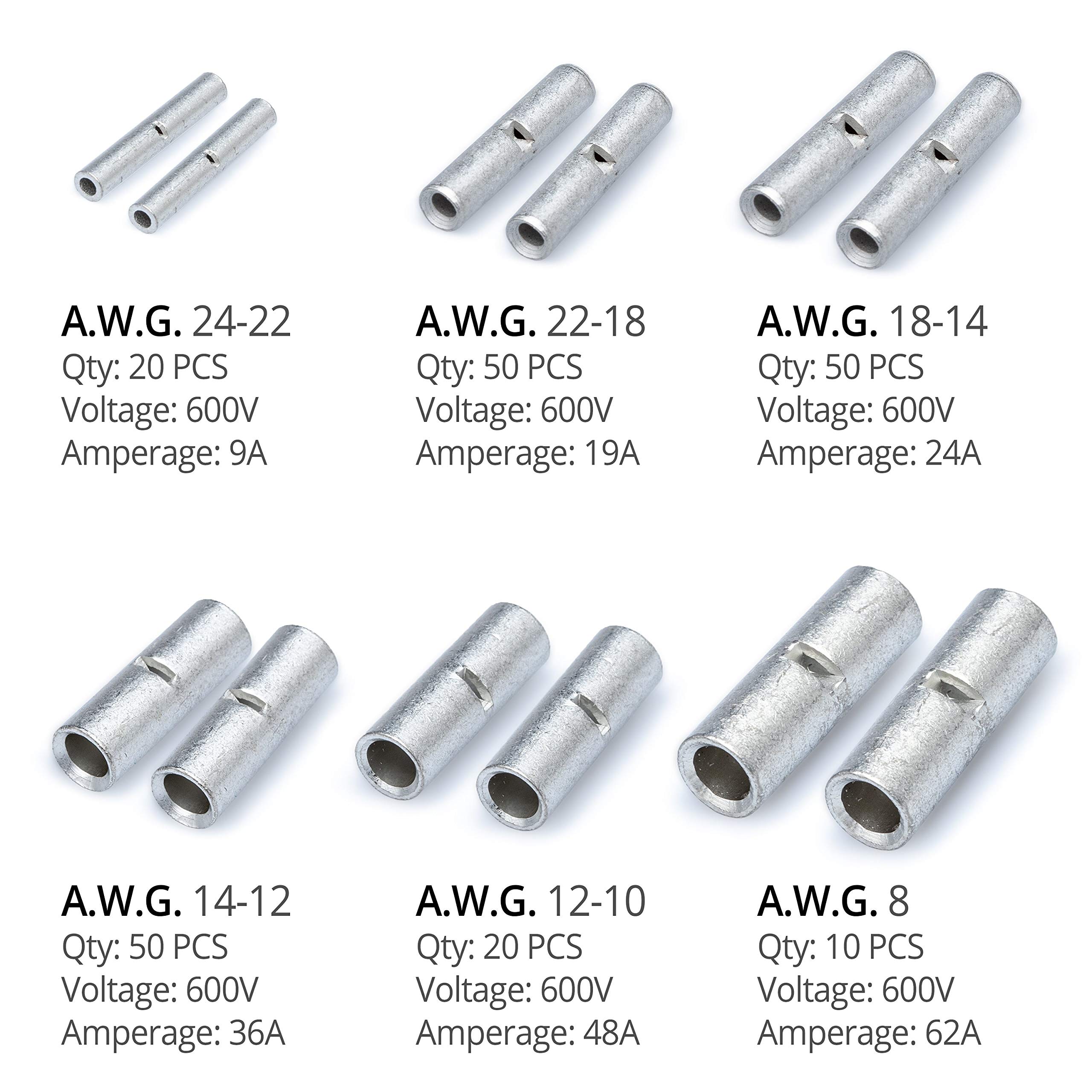 Mua 200 PCS Non Insulated Butt Connectors Kit Butt Splice Connectors Mua 200 PCS Non Insulated Butt Connectors Kit Butt Splice Connectors