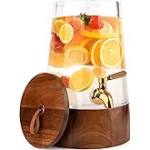 FOODLE Glass Drink Dispenser with Spigot - Glass Beverage Dispenser with Stand - Perfect for Parties & Everyday Use - Pitcher for Water, Lemonade, Sangria, Punch & Juice - Leakproof Spout - 1 Gallon