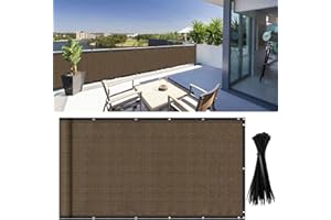 DearHouse Balcony Privacy Screen Shield Cover, 3.5ft x16.5ft, Includes 35 pc Cable Ties for Porch Deck Outdoor Backyard Patio