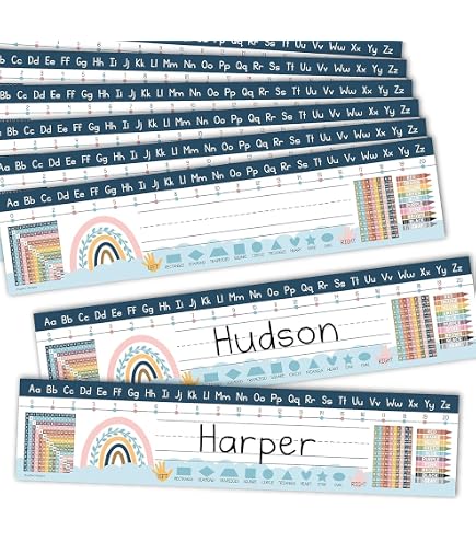 Student Desk Name Tags for Classroom- Waterproof Boho Desk