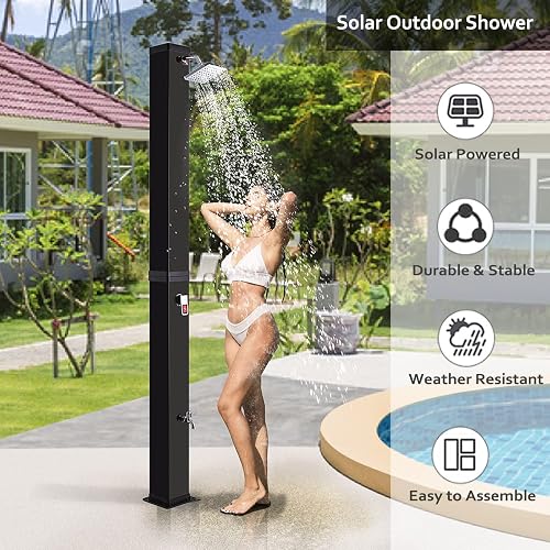 Solar Shower System Solar Powered Outdoor Shower 60 L Solar Heated Outdoor Shower, 2.3 CM